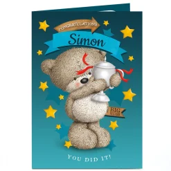 Personalised Hugs Congratulations Card - Bear & Trophy