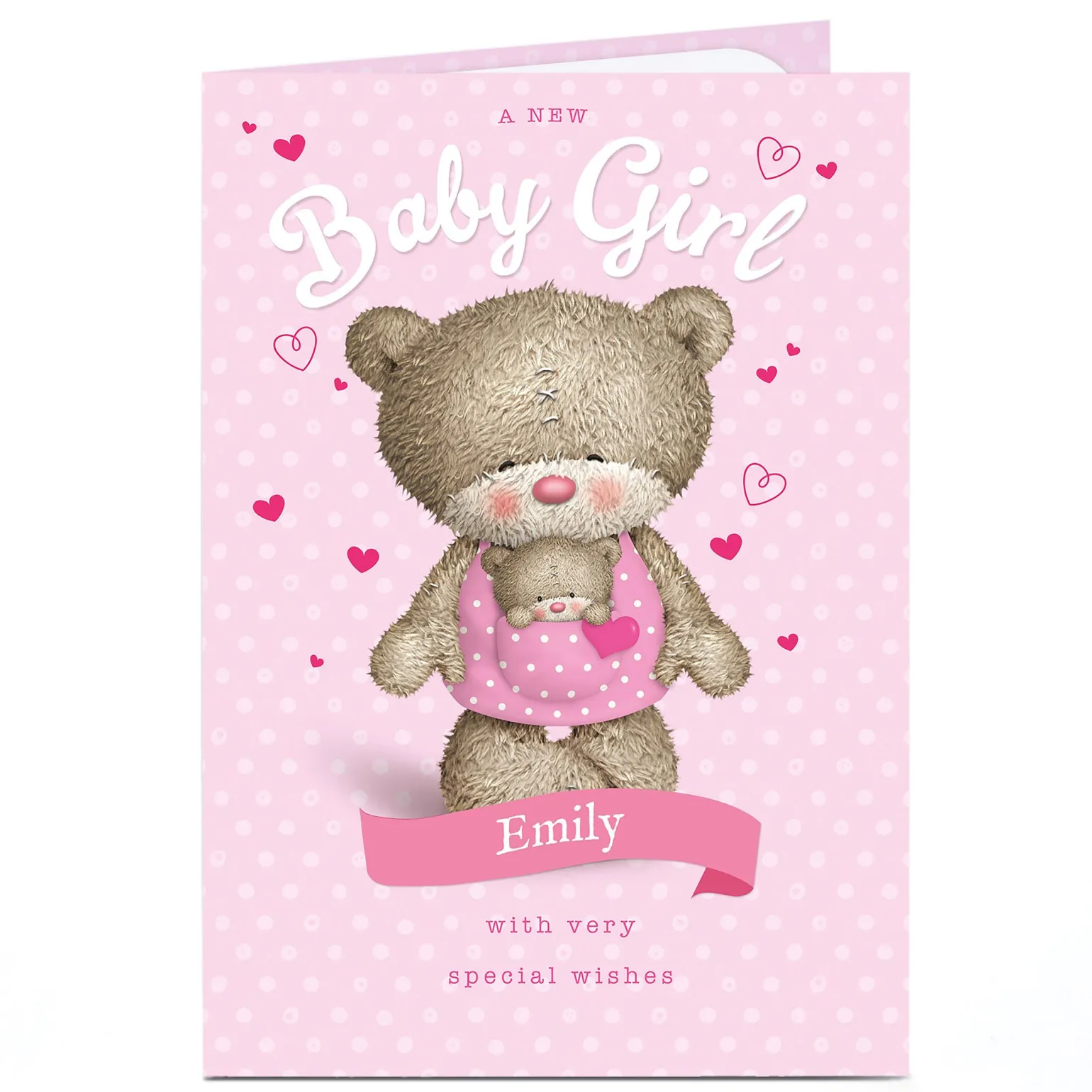 Personalised Hugs New Baby Card - A New Baby Girl