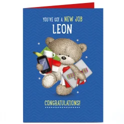 Personalised Hugs New Job Card - Bear & Office Supplies
