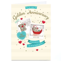 Personalised Hugs 50th Anniversary Card - Golden Anniversary, 50 Happy Years