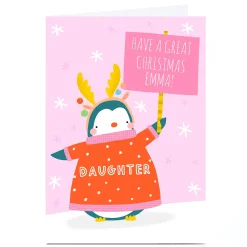 Personalised Jess Moorhouse Christmas Card - Penguin Daughter