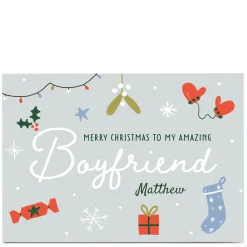 Personalised Juniper & Rose Christmas Card - Boyfriend