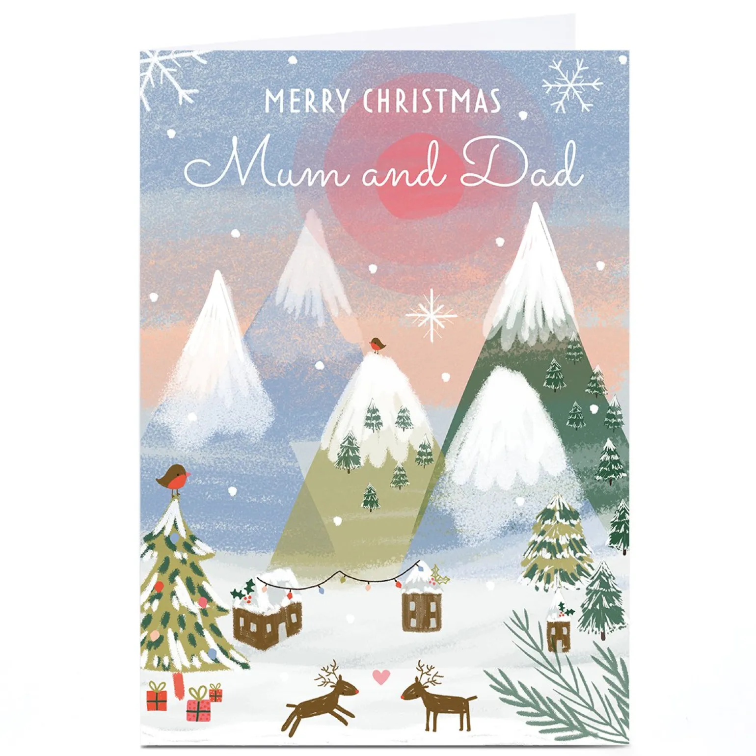Personalised Juniper & Rose Christmas Card - Mum & Dad Mountains