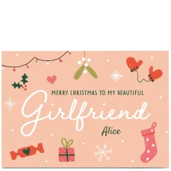 Personalised Juniper & Rose Christmas Card - Girlfriend