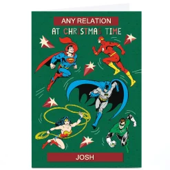 Personalised Justice League Christmas Card - Superheroes, Any Relation