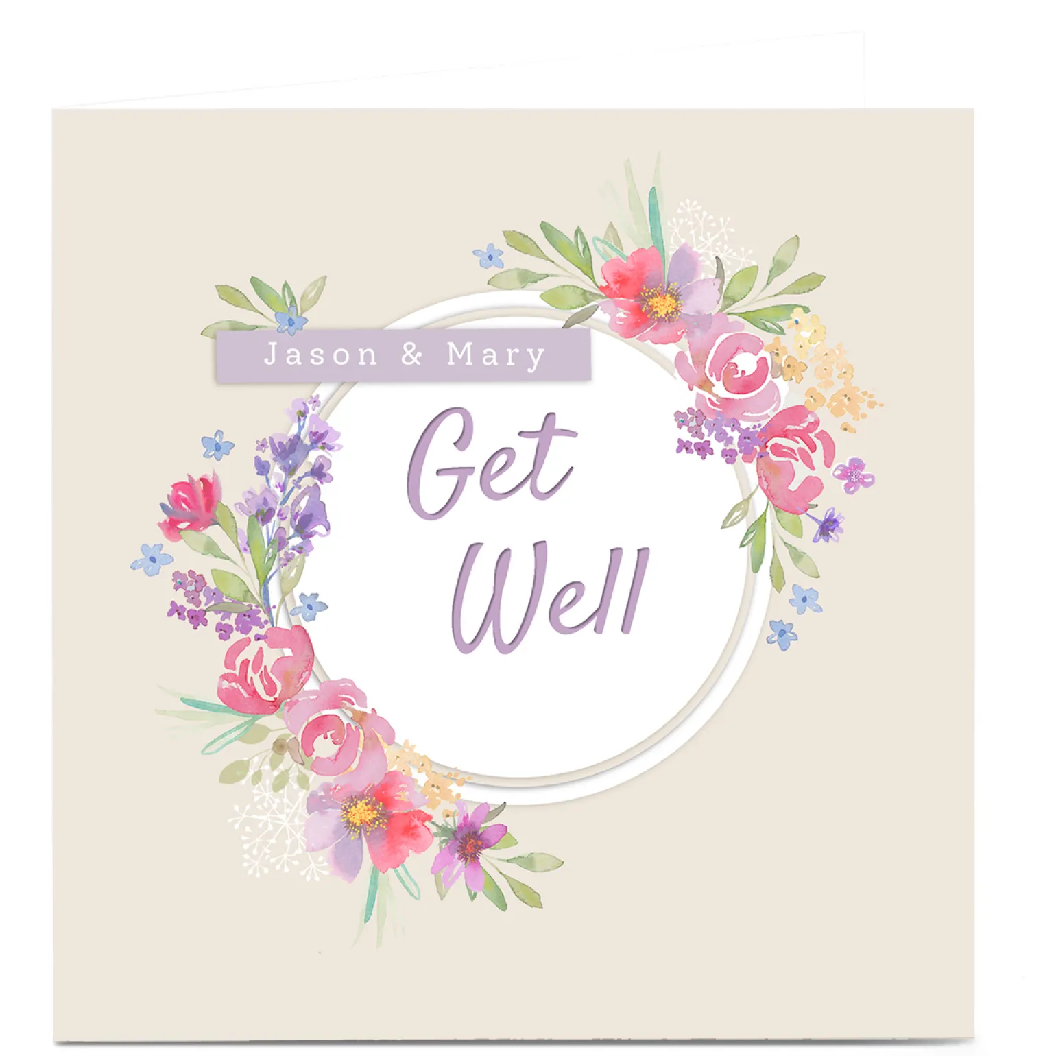 Personalised Kerry Spurling Get Well Soon Card - Floral