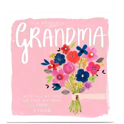 Personalised Kerry Spurling Birthday Card - Flowers Grandma