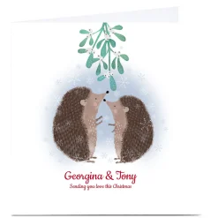 Personalised Kerry Spurling Christmas Card - 2 Hedgehogs