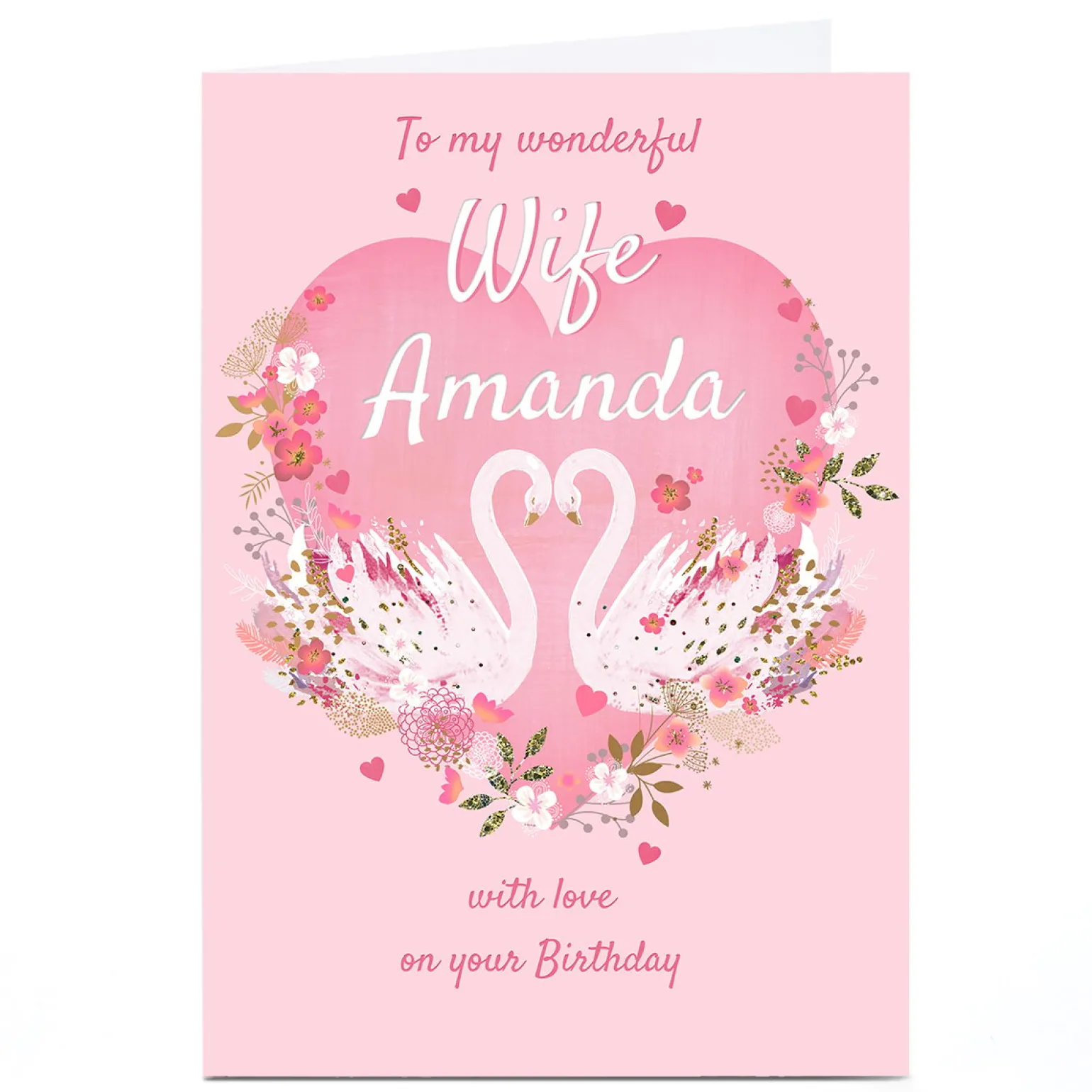 Personalised Kerry Spurling Birthday Card - Swans, Wife