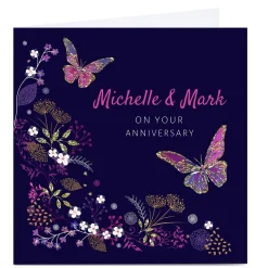 Personalised Kerry Spurling Anniversary Card - Butterflies
