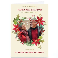 Personalised Kerry Spurling Christmas Photo Card - Wonderful Christmas Wreath Frame