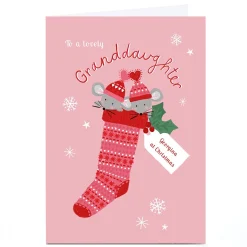 Personalised Kerry Spurling Christmas Card - Pink Stocking, Any Relation
