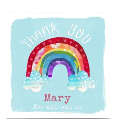 Personalised Kerry Spurling Thank You Card - Rainbow