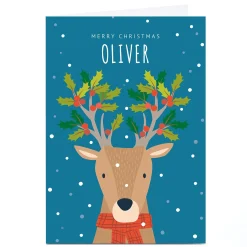 Personalised Klara Hawkins Christmas Card - Reindeer