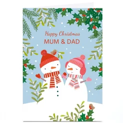 Personalised Klara Hawkins Christmas Card - Snowmen