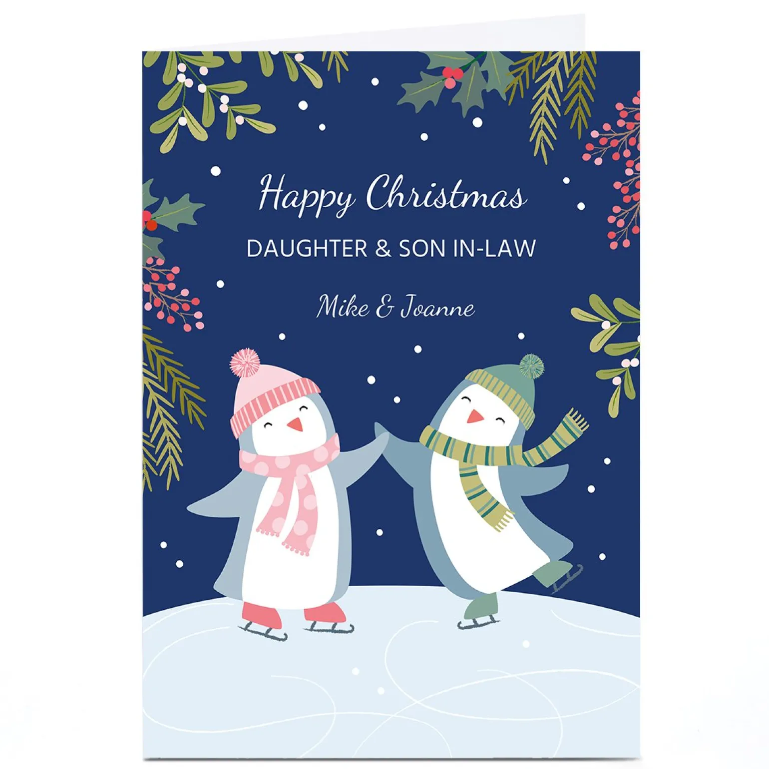 Personalised Klara Hawkins Christmas Card - Penguins