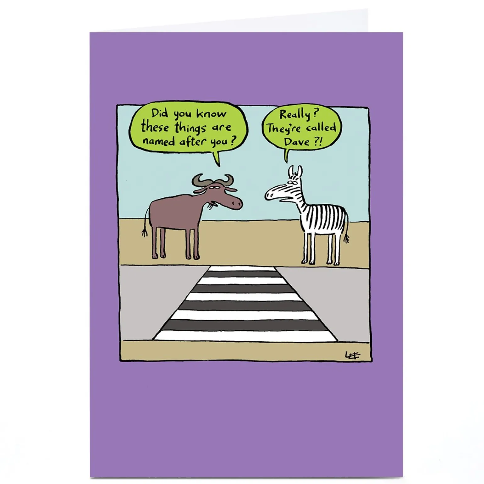 Personalised Lee Fearnley Card - Zebra Crossing