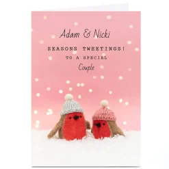 Personalised Lemon & Sugar Christmas Card - Robins