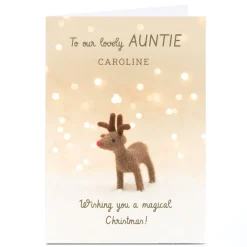 Personalised Lemon & Sugar Christmas Card - Cute Reindeer, Lovely Auntie