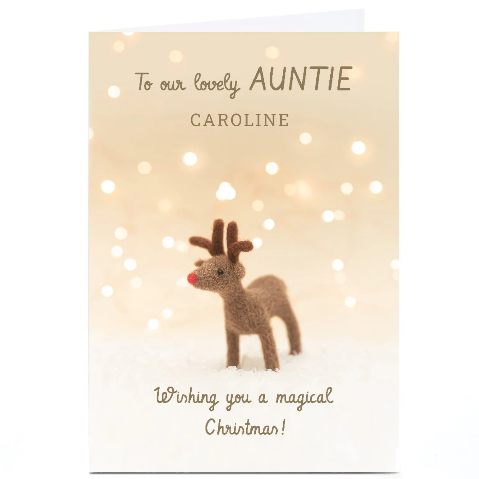 Personalised Lemon & Sugar Christmas Card - Cute Reindeer, Lovely Auntie