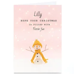 Personalised Lemon & Sugar Christmas Card - Snowman