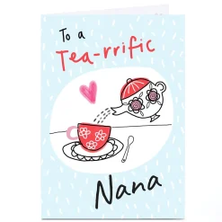 Personalised Lindsay Loves To Draw Card - Tea-riffic Nana