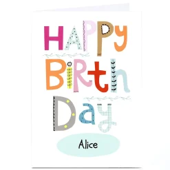 Personalised Lindsay Loves To Draw Birthday Card - Colourful Happy Birthday