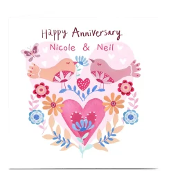 Personalised Lindsay Loves To Draw Anniversary Card - Hearts