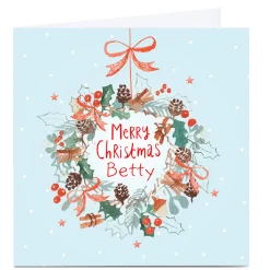 Personalised Lindsay Loves To Draw Christmas Card - Wreath