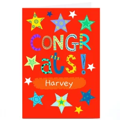Personalised Lindsay Loves To Draw Congratulations Card - Stars