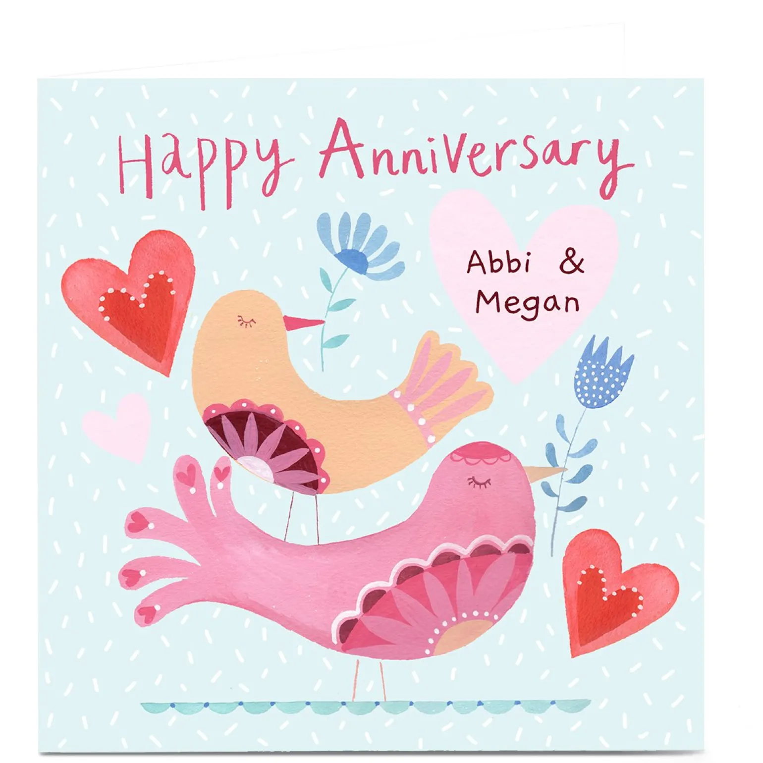 Personalised Lindsay Loves To Draw Anniversary Card - Two Birds
