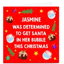 Personalised Lockdown Christmas Card - Santa In Her Bubble