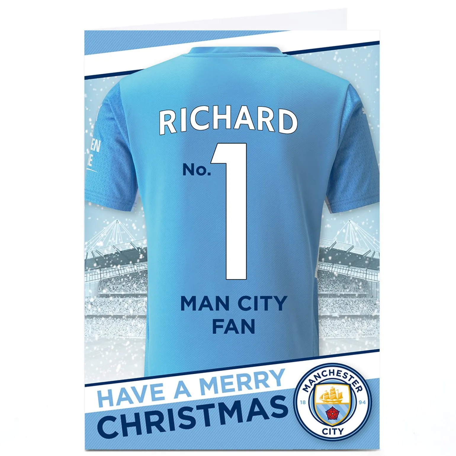 Personalised Manchester City Christmas Card - Club Kit