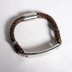 Personalised Men's Bracelet - Brown Leather Bar