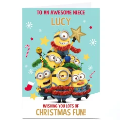 Personalised Minions Christmas Card - Christmas Fun, Awesome Niece