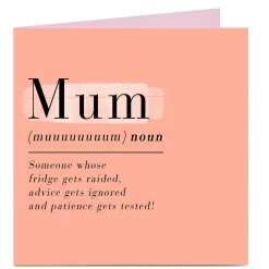 Personalised Mother's Day Card - Mum Definition