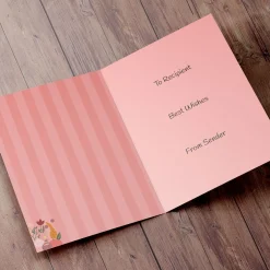 Personalised Mother's Day Card - Red Floral and Stripe