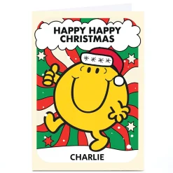 Personalised Mr Men & Little Miss Christmas Card - Happy Happy