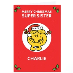 Personalised Mr Men & Little Miss Christmas Card - Little Miss Sunshine