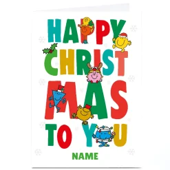 Personalised Mr Men Christmas Card - Happy Christmas to You Festive Letters