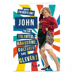 Personalised Mrs Brown's Boys Father's Day Card - Talented, Handsome, Cultured & Clever