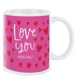 Personalised Mug - Pink Love You Hearts