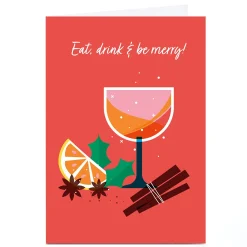 Personalised Neil Clark Christmas Card - Eat, Drink & Be Merry