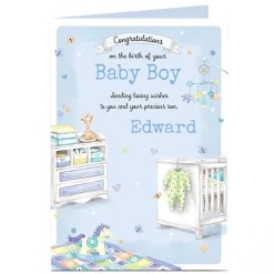 Personalised New Baby Card - Baby Boy Nursery
