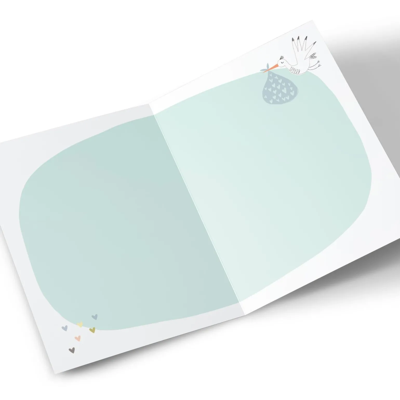 Personalised New Baby Card - Stork & Rainbow, Mint Green