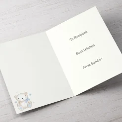 Personalised New Baby Card - Baby Boy Bear & Balloons