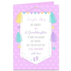 Personalised New Baby Card - A Granddaughter Has Arrived