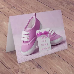 Personalised New BabyÂCard - Baby Girl Shoes
