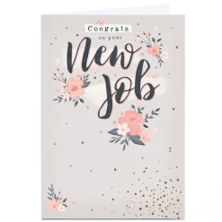 Personalised New Job Card - Pink Flower Congrats