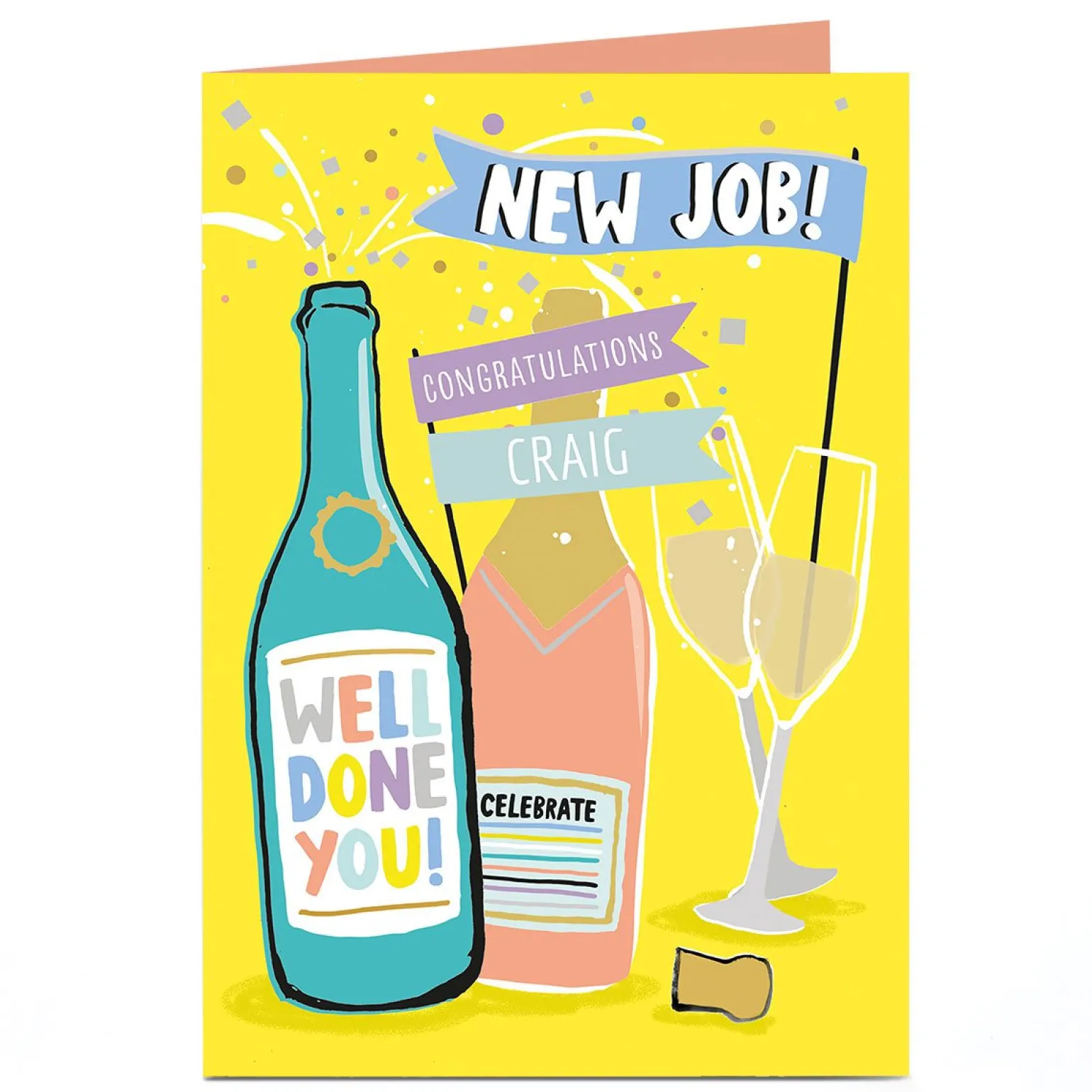 Personalised New Job Card - Congratulations Champagne